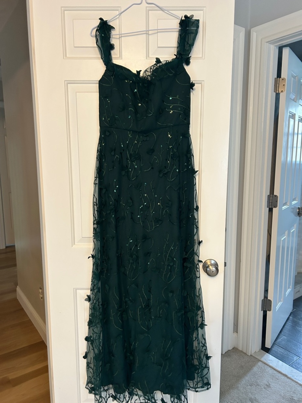 ALFRED SUNG Deep Emerald Green Embellished Maxi Dress